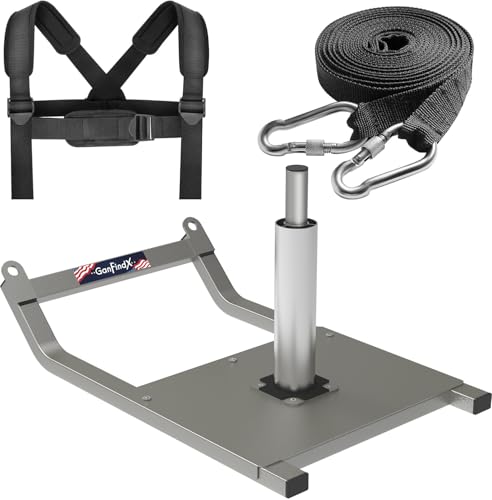 GanFindX Workout Weight Sled for Speed & Athletic Strength Training | Suitable for 1" & 2" Plates, Steel Power Training Sled for Athletic Exercise and Speed Improvement - color: Gray