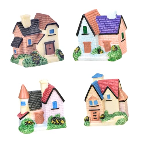 GANAZONO 4pcs Aquarium Accessories Resin Villa Ornament House Model for Landscape Decor for Garden Lovers Random Style
