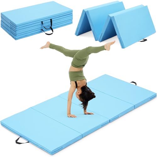 Gymnastics Mat, 3x6FT / 4x8FT 2" Thick Kids' Folding Tumbling Mat - color: 3x6FT-Light Blue