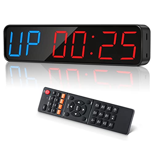 Gym Timer, Portable, Interval Timer with Rechargeable Battery and Built-in Magnet, LED Digital Anti Vertigo Display, Upgraded Workout Clock for Home Gym Garage Fitness - color: Blue, Red, Green