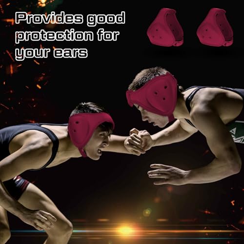Jerify 2 Pcs Wrestling Headgear for Kid Youth, Dark Red - color: dark red