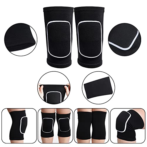 obmwang 2 Pieces Volleyball Accessories Including Volleyball Knee Pads and Volleyball Arm Sleeves with Protection Pads and Thumb Hole for Women Girls Teens Volleyball Training - color: Black