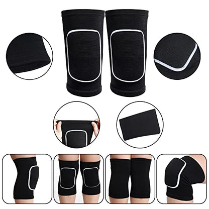 obmwang 2 Pieces Volleyball Accessories Including Volleyball Knee Pads and Volleyball Arm Sleeves with Protection Pads and Thumb Hole for Women Girls Teens Volleyball Training - color: Black