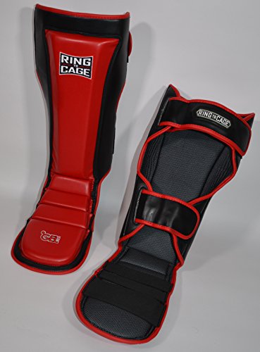 Ultima GelTech MMA Muay Thai Grappling Shin Instep Shin Guards - color: Red, size: Medium