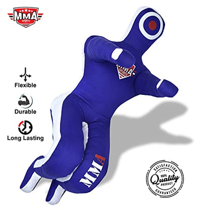 MMA Sports Brazilian JIU Jitsu Grappling Submission Throwing Dummy Punching Heavy Bag Kick Boxing Dummies UNFILLED - color: Blue-2, size: 5ft, style: Sitting