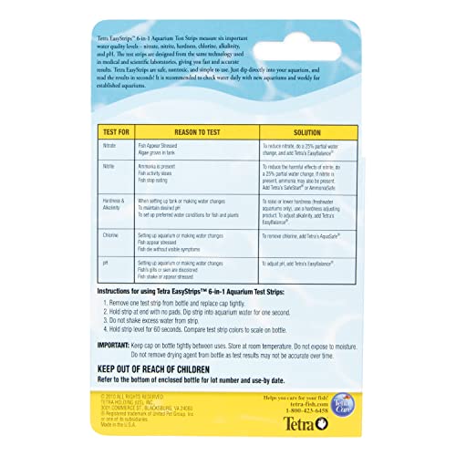 Tetra EasyStrips 6-In-1 aquarium Test Strips, Water Testing (19542) - size: 25-Strip