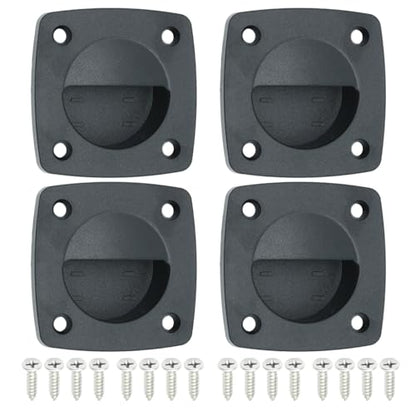 Marine Nylon Flush Pull Hatch Handle,Black Boat Recessed Square Lid Handle,Yacht Cabin Accessories(4 Pcs)