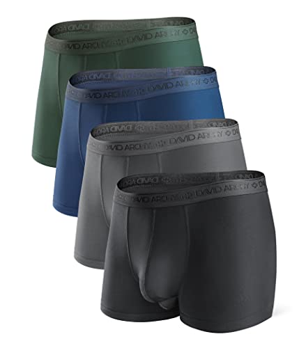 DAVID ARCHY Men's Underwear Modal Boxer Briefs Trunks Multi-Pack - color: A3, Black/Charcoal/Navy/Army Green - 3.5" in 4 Pack, size: XX-Large