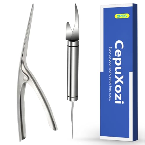 Multifunctional Shrimp Deveiner & Peeler Set, All-in-One Shrimp Cleaner Knife, Efficient Portable Shell Remover Tool for Easy Peeling Deveining, Pelador y Limpiador de Camarones