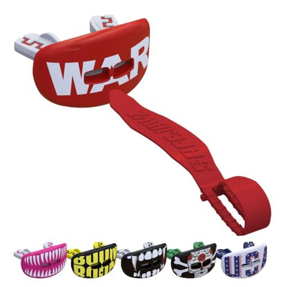 SAFEJAWZ Lip Guard, Football Mouth Guard with Detachable Strap - color: War