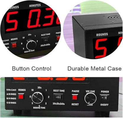 LED Digital Interval Timer for MMA, Kickboxing, Boxing & Martial Arts Training - Perfect for Home Gym & Fitness Workouts (Red) - color: Red