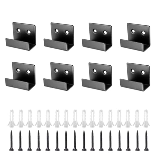 8 Pcs Tile Display Wall Hanger, Stainless Steel Wall Mount Brackets Hook, Heavy Duty Tile Hanger for Mirrors, Picture Frame Ceramic Wall Display (Black Inner Width 20mm/0.79")