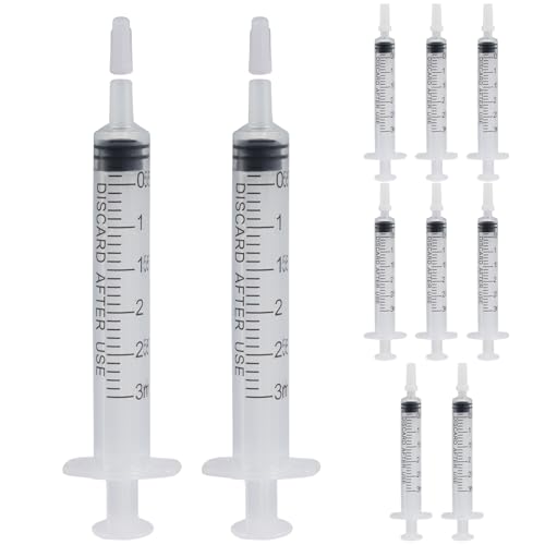 3ml Small Syringes Without Needle, 12 Pack Plastic Syringe with Cap for Pet Feeding, Scientific Labs, Glue, Oil & Precise Liquid Measurement - size: 3ml