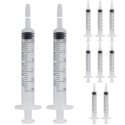 3ml Small Syringes Without Needle, 12 Pack Plastic Syringe with Cap for Pet Feeding, Scientific Labs, Glue, Oil & Precise Liquid Measurement - size: 3ml