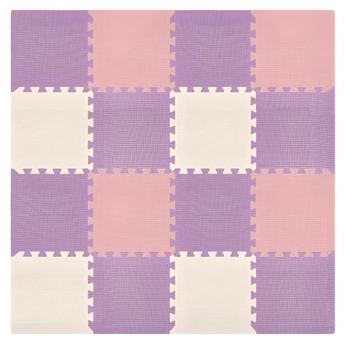 We Sell Mats Interlocking Foam Floor Tiles - 3/8" Thick Pink/Purple 18-Pack - color: Lilac Mix, size: 18 Square Feet (18 Tiles)