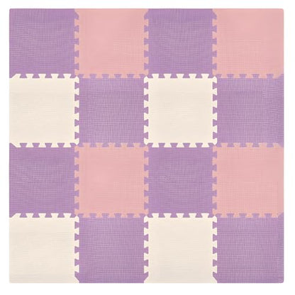 We Sell Mats Interlocking Foam Floor Tiles - 3/8" Thick Pink/Purple 18-Pack - color: Lilac Mix, size: 18 Square Feet (18 Tiles)
