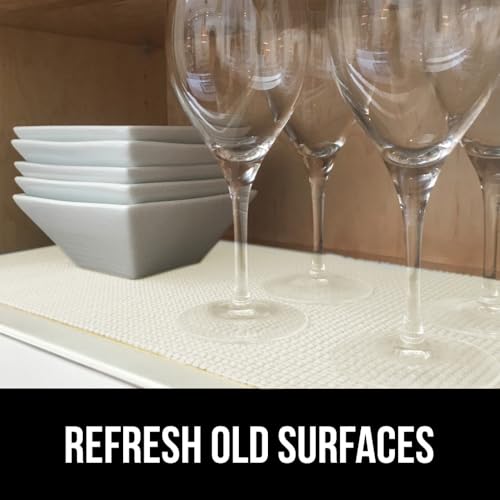 GORILLA GRIP powerGRIP Drawer Shelf and Cabinet Liner, Thick Strong Hold, Non-Adhesive Liners Protect Kitchen Cabinets and Cupboard, Bathroom Drawers, Easy Install, Breathable Mat, 12" x20' Snow White - color: Snow White, style: 12" x 20'