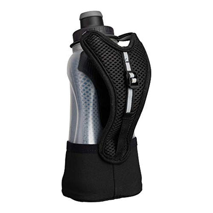 Nathan Running Handheld Water Bottle Adjustable No-Grip Quick Squeeze Lite Hand Strap. Reflective Hydration - color: Black / Marine Blue, style: 12oz Insulated