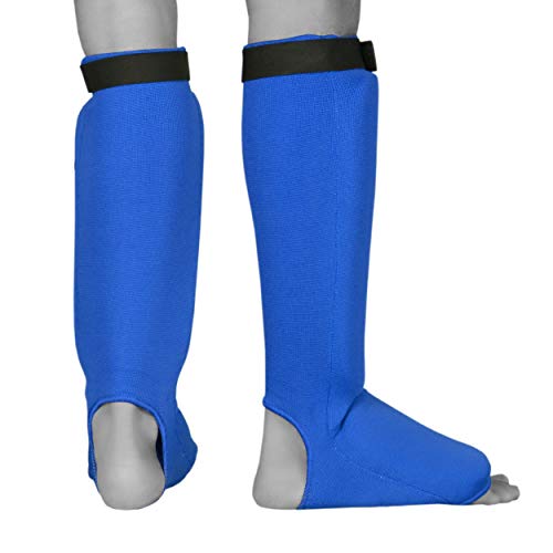 UFG Ultimate - Cloth Shin Instep Guard - Karate MMA Boxing Muay Thai Training Protection - color: Blue, size: Large-X-Large