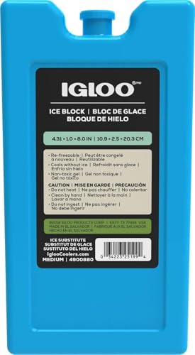 Igloo Maxcold Ice Blocks, Reusable Ice Packs for Coolers, Freezer Pack, Cold Packs for Coolers, Long Lasting Ice Blocks - color: Medium