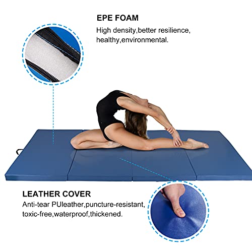 Polar Aurora 4'x8'x2 Thick Folding Gymnastics Exercise Mat Aerobics Stretching Yoga Mats - color: Blue