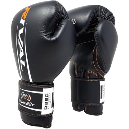 RIVAL Boxing RB60 2.0 Workout Bag Gloves, Hook and Loop Closure - Breathable Mesh Palm, Soft Inner Lining, and Pre-Formed Pro Fit - size: Large