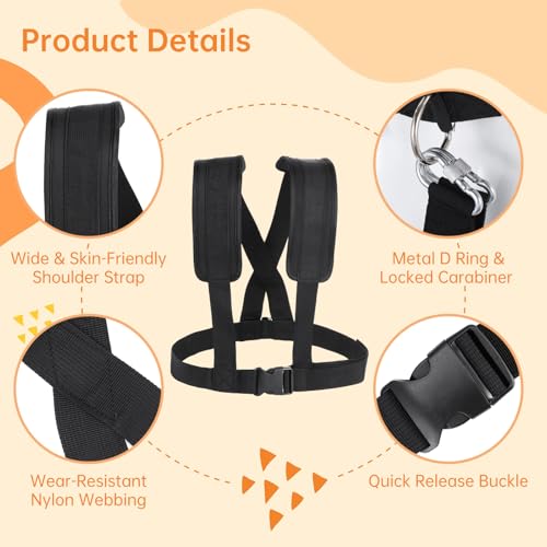 4 PCS Sled Harness for Exercise, Football Running Resistance Training Rope Kit, Tire Pulling Harness Fitness Workout Assistance Trainer with Padded Adjustable Shoulder Strap