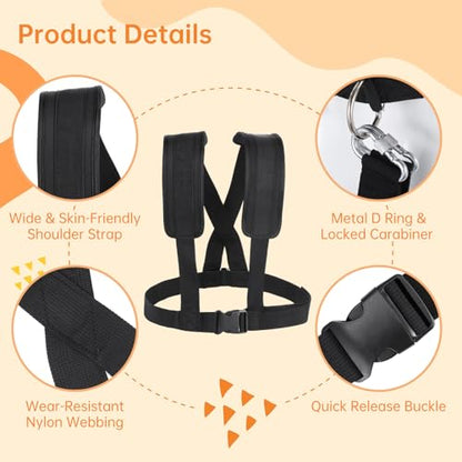 4 PCS Sled Harness for Exercise, Football Running Resistance Training Rope Kit, Tire Pulling Harness Fitness Workout Assistance Trainer with Padded Adjustable Shoulder Strap