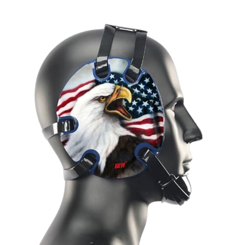 Wrestling Headgear with American Bald Eagle Decals - color: Navy, size: Adult
