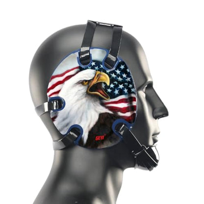 Wrestling Headgear with American Bald Eagle Decals - color: Navy, size: Adult
