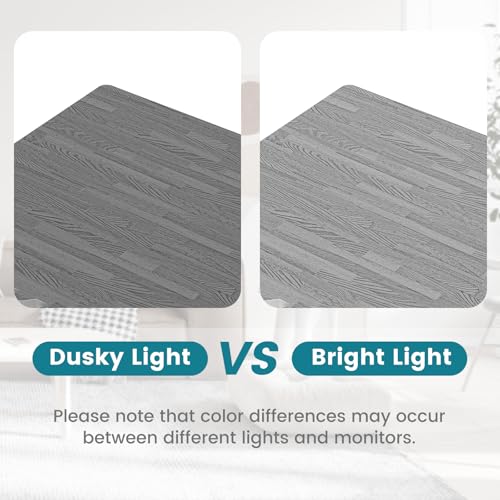Happygrill Interlocking Wood Grain EVA Foam Floor Tiles, 100 Sq. Ft, 25 PCS - color: Grey, size: 100 Sq. Ft.