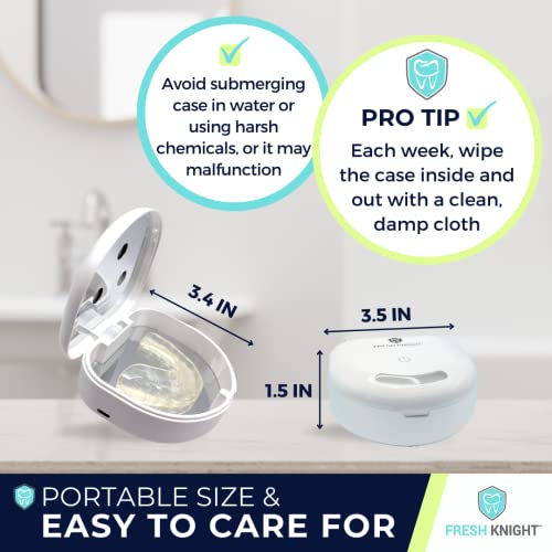 FRESH KNIGHT UV Retainer Case | UVC Retainer Cleaner, Disinfects Cleans and Removes Odors, Mouth Guard Case, compatible for Invisalign Container (Black-UV) - color: Black UV