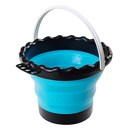 Foldable Artist Brush Washer, Collapsible Bucket Silicone Multi-Use Bucket Brush Cleaning Basin with Brush Holder Rest Place and Handle Bar for Travel on-The-go Painting