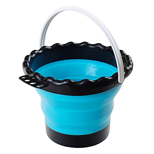 Foldable Artist Brush Washer, Collapsible Bucket Silicone Multi-Use Bucket Brush Cleaning Basin with Brush Holder Rest Place and Handle Bar for Travel on-The-go Painting