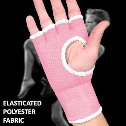 Kids Boxing Handwraps Kids Fist Protector Inner Gel Gloves Quick Wraps for Punching Great for MMA Training - color: Pink