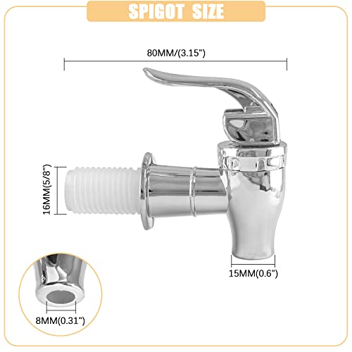 2 Pcs Replacement Spigot for Beverage Dispenser, Silver Push Style Beverage Dispenser Carafe Spigot Water Dispenser Replacement Spout Faucet