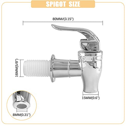 2 Pcs Replacement Spigot for Beverage Dispenser, Silver Push Style Beverage Dispenser Carafe Spigot Water Dispenser Replacement Spout Faucet