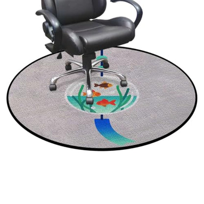 Fishbowl Chandelier Soft Round Office Chair Mat for Hardwood Floors, Windchime Aquarium Style Non-Slip Protector for Rolling Chairs,Protect The Floor from Scratches, Blue Diameter 35.4 in