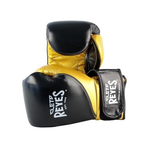 CLETO REYES High Precision Boxing Gloves with Hook and Loop Closure for Training and Heavy Punching Bags for Men and Women - color: Black/Solid Gold, size: 8 oz