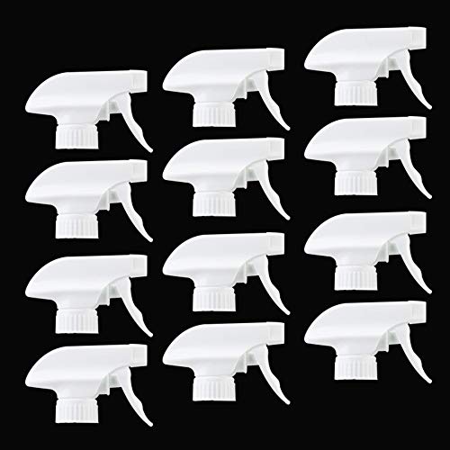 AMORIX 12PCS Trigger Sprayer White Spray Top Heavy Duty Replacement Nozzles for Plastic Bottles with Mist Spray & Stream Sprayer, Fits 28/400 Bottles + Tag Stickers - color: White, size: 12 Count (Pack of 1)