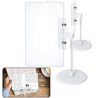 Magnifying Glass Sheet -2 Sets Full Page Magnifier for Reading with Stand Large Flexible Hands-Free Magnifying for Low Vision Elderly, Seniors,Book, Close, Crafts, Sewing, 7x5 inch, 3X