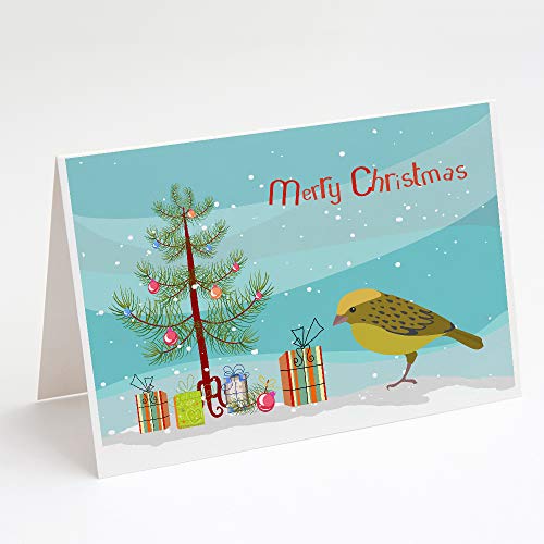 Caroline's Treasures CK4481GCA7P Lizard Canary Merry Christmas Greeting Cards and Envelopes Pack of 8 Blank Cards with Envelopes Whimsical A7 Size 5x7 Blank Note Cards - style: Birds - Lizard Canary
