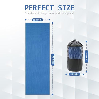 Eunzel Non Slip Hot Yoga Mat Towel with Grip Dots, 72" x 24" - color: Steel Blue