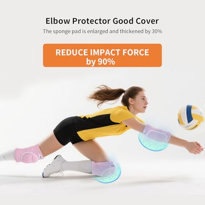 Volleyball Elbow Pads Youth 2XS-XL - Kids Teens Elbow Protector with Thicken Sponge Breathable Padding - color: Pink, size: XX-Small