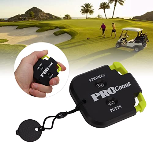 Mini Golf Stroke Counter Clicker with Dial Reset and Keychain, 2 Digit Golf Scorekeeper for Putts and Shots, Portable Outdoor Golf Game Scoring Tool (Black and Yellow)