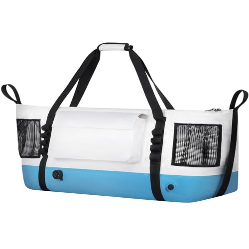 Insulated Fish Cooler Kill Bag with Flat Bottom-25x17.5 40x16 60x20Inches Waterproof Fishing tackle Kill Cooler Bag - color: White-40x16x10