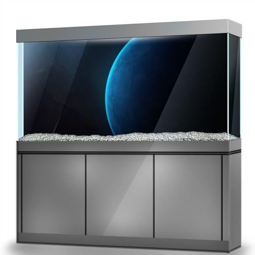 Aquarium Background Stickers - Planet, Blue, Space, Self-Adhesive Fish Tank Reptile Terrarium Decor Poster (75 x 50 cm / (29.5 x 19.6 inches))