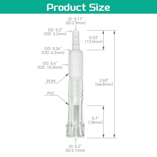 Oxygen Tubing Swivel Connectors, 360° Rotating for Oxygen Cannula, Hose and Tube Connectors, Prevents Tube Tangles, Travel and Home Use, Standard Size - Male/Female (5 Pack)