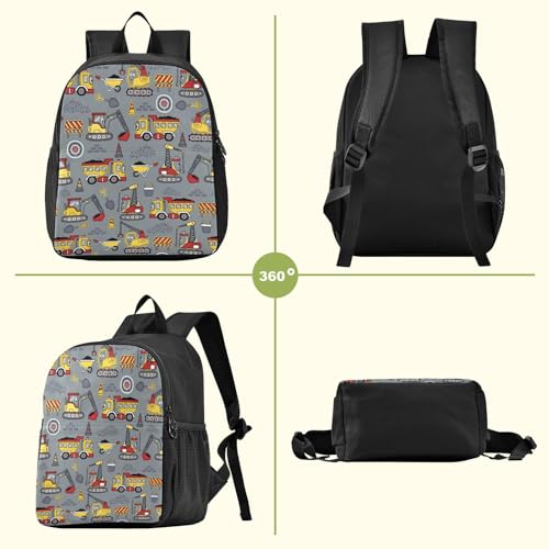 Construction Vehicles Cartoon Toddler Backpack Waterproof Mini Backpack Boys/Girls Cute Small Backpack Kindergarten Pre School Bags 13 Inch - color: Construction Vehicles Cartoon, size: Medium