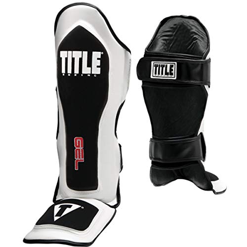 Title Boxing Gel Elite Pro Shin & Instep Guards, Muay Thai, MMA, Kickboxing, Martial Arts, Red - size: Large